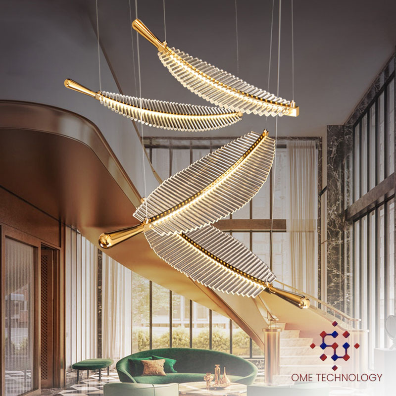 Large Leaf Shape Decor Luxury Hotel Lobby Banquet Villa Chandelier Light