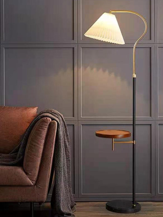 Hotel Floor Light with Wooden Table Base