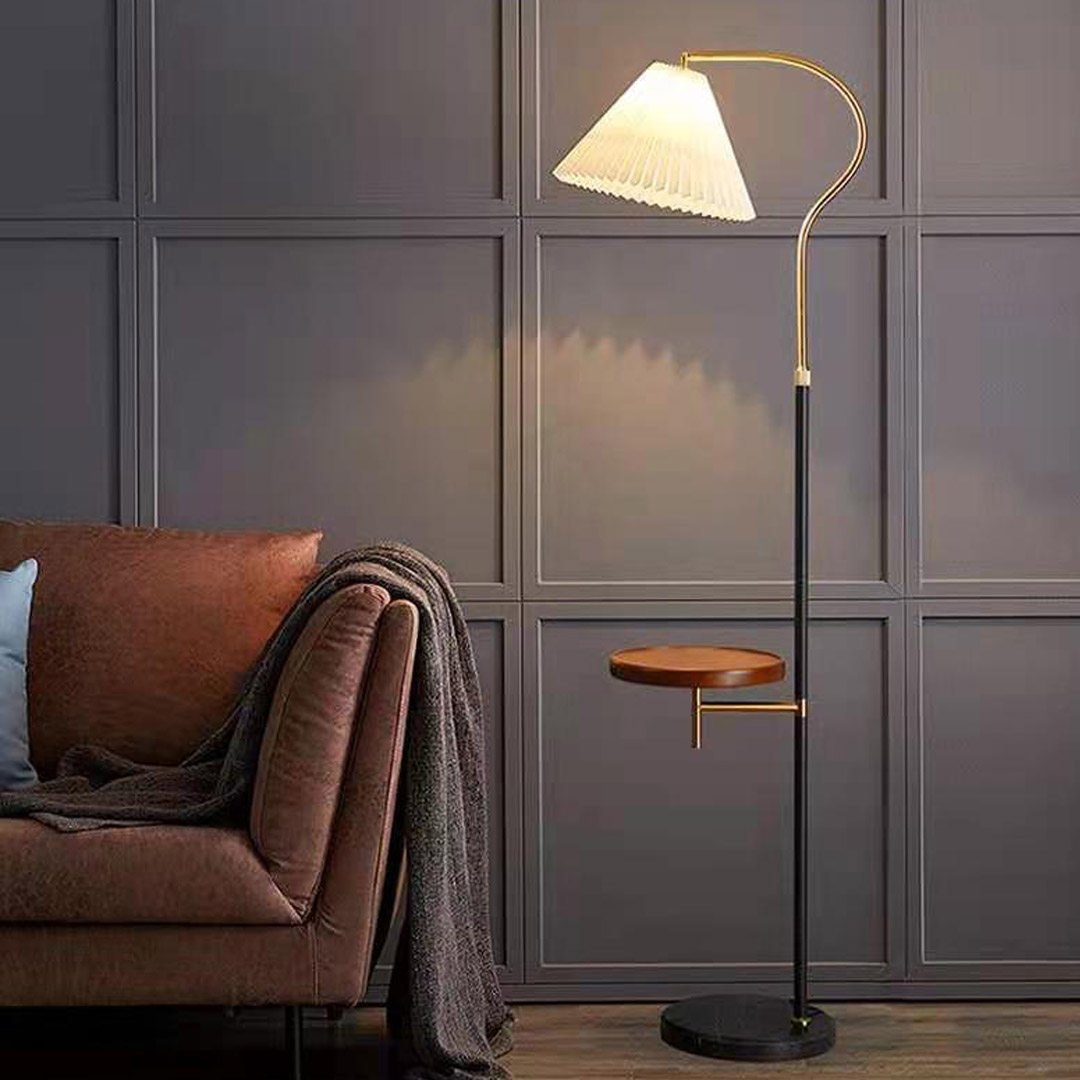 Hotel Floor Light with Wooden Table Base