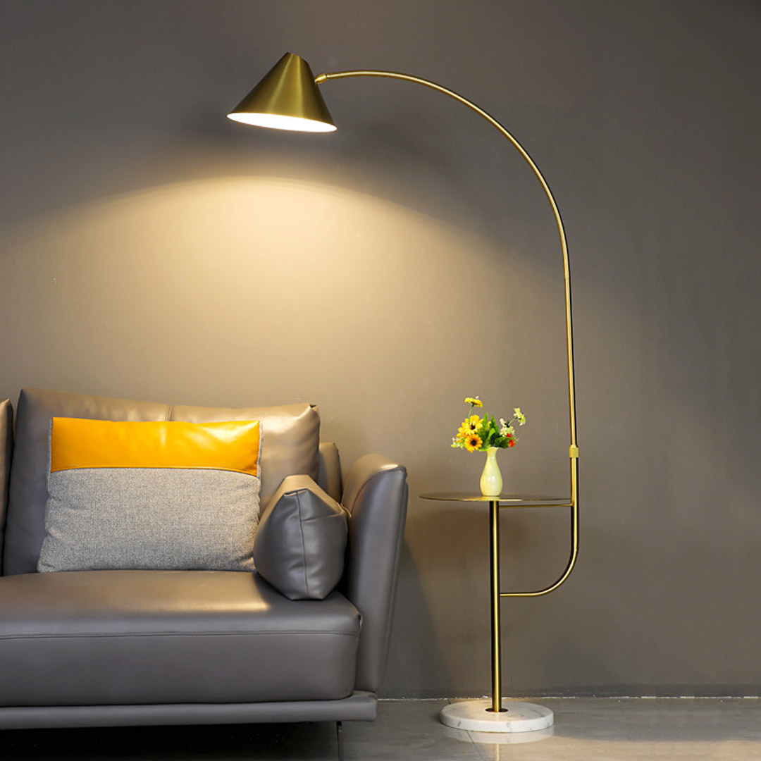 Hotel Golden Floor Light with Table Base
