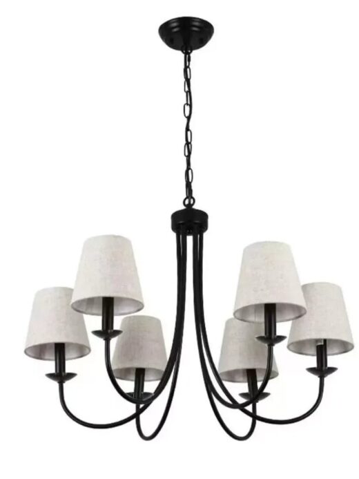 Modern 6-Light Fabric Black Ceiling Light