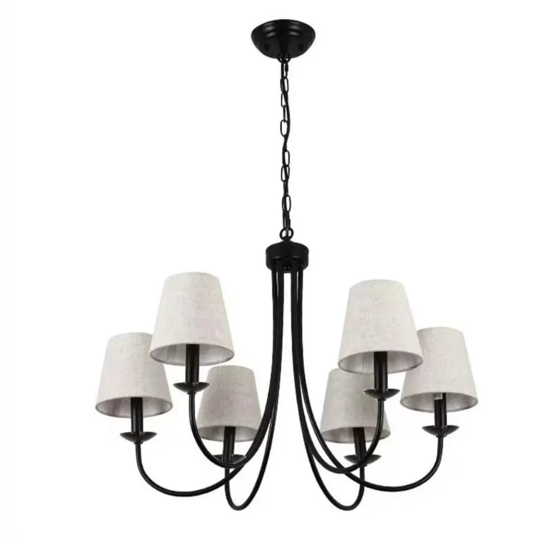 Modern 6-Light Fabric Black Ceiling Light