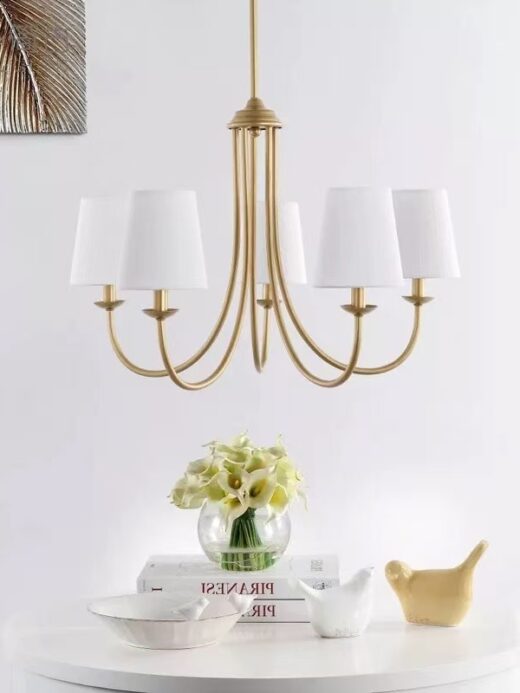 Modern 6-Light Fabric Golden Ceiling Light