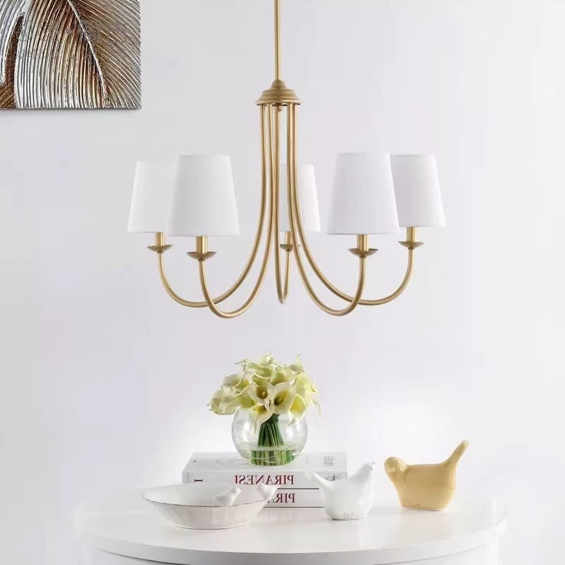 Modern 6-Light Fabric Golden Ceiling Light