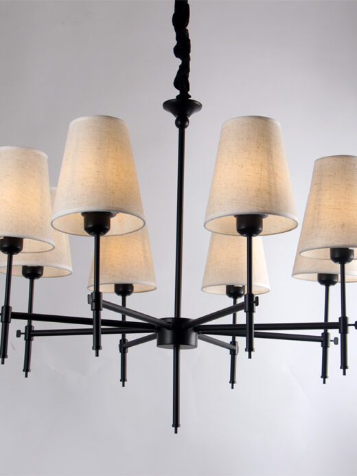8-Light Black Aluminium Chandelier