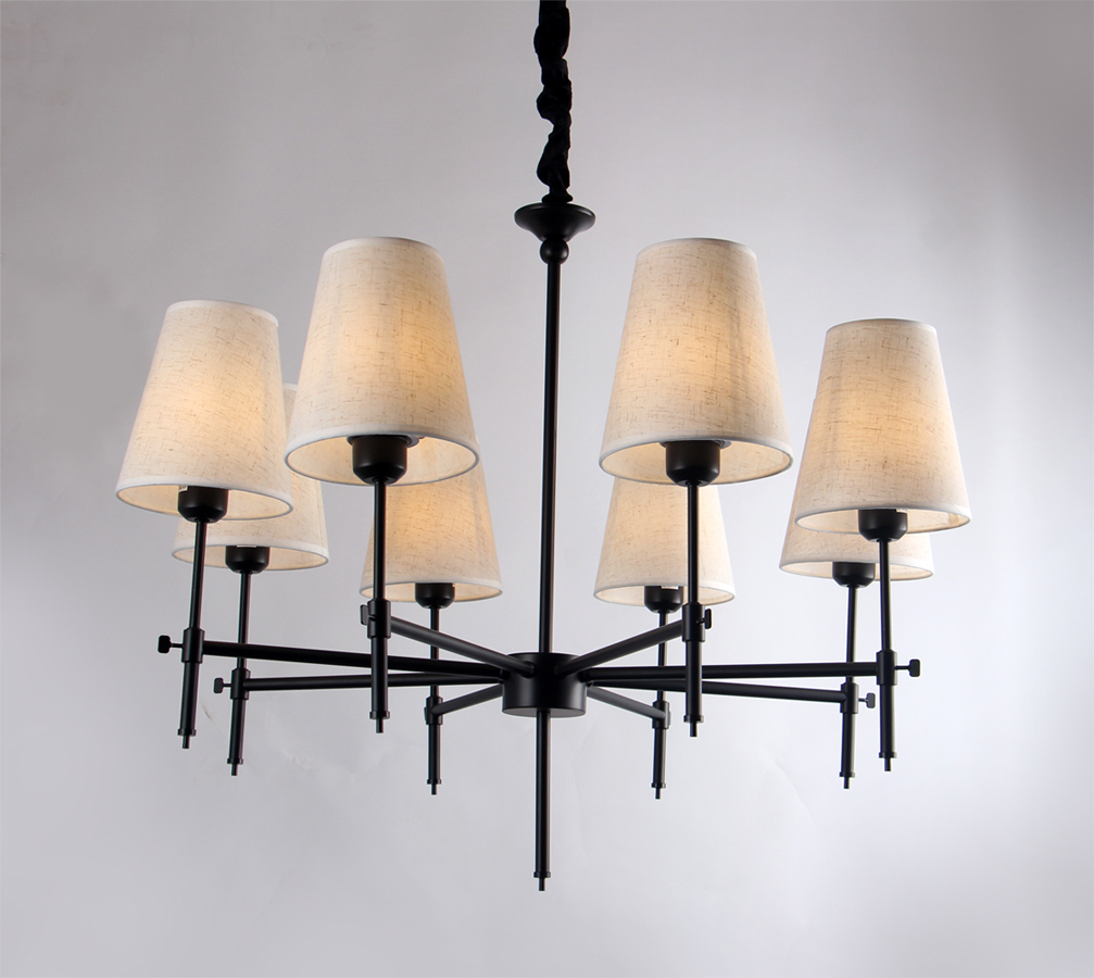 8-Light Black Aluminium Chandelier