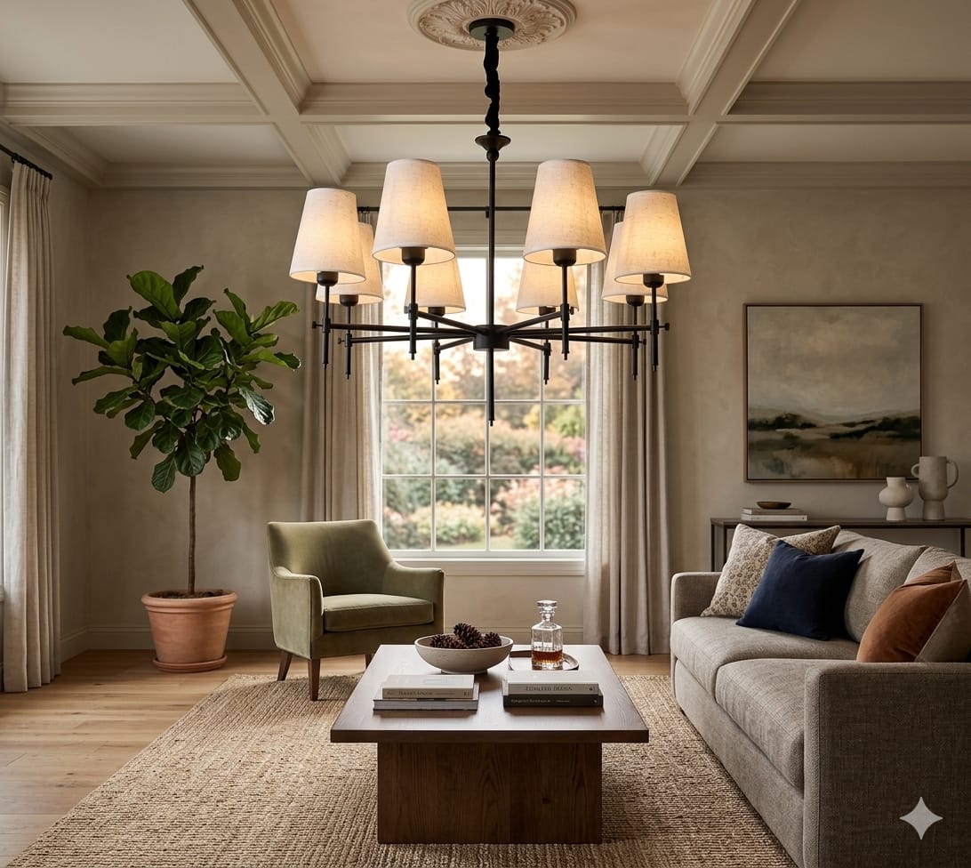 8-Light Black Aluminium Chandelier - Image 2