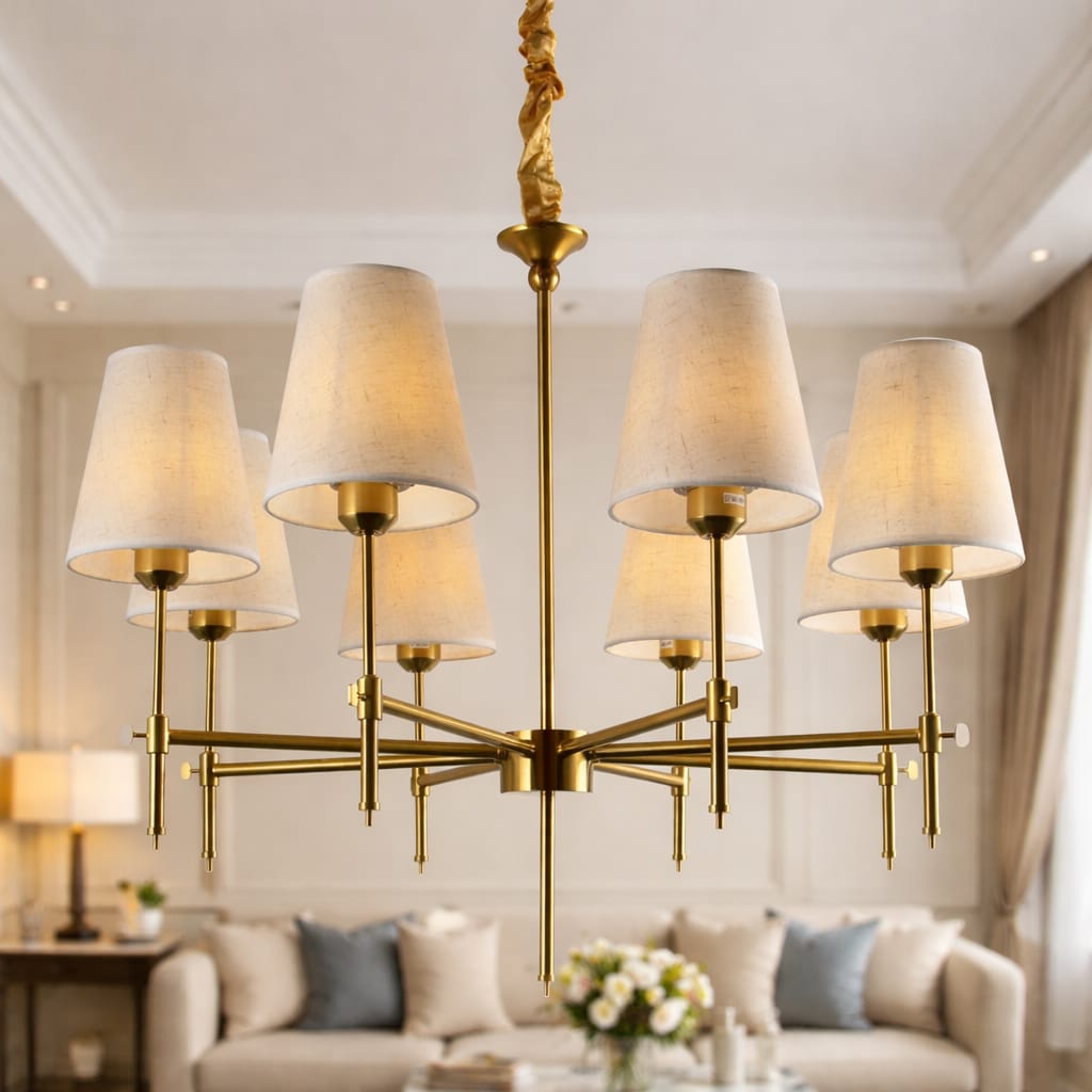 8-Light Golden Aluminium Chandelier - Image 2