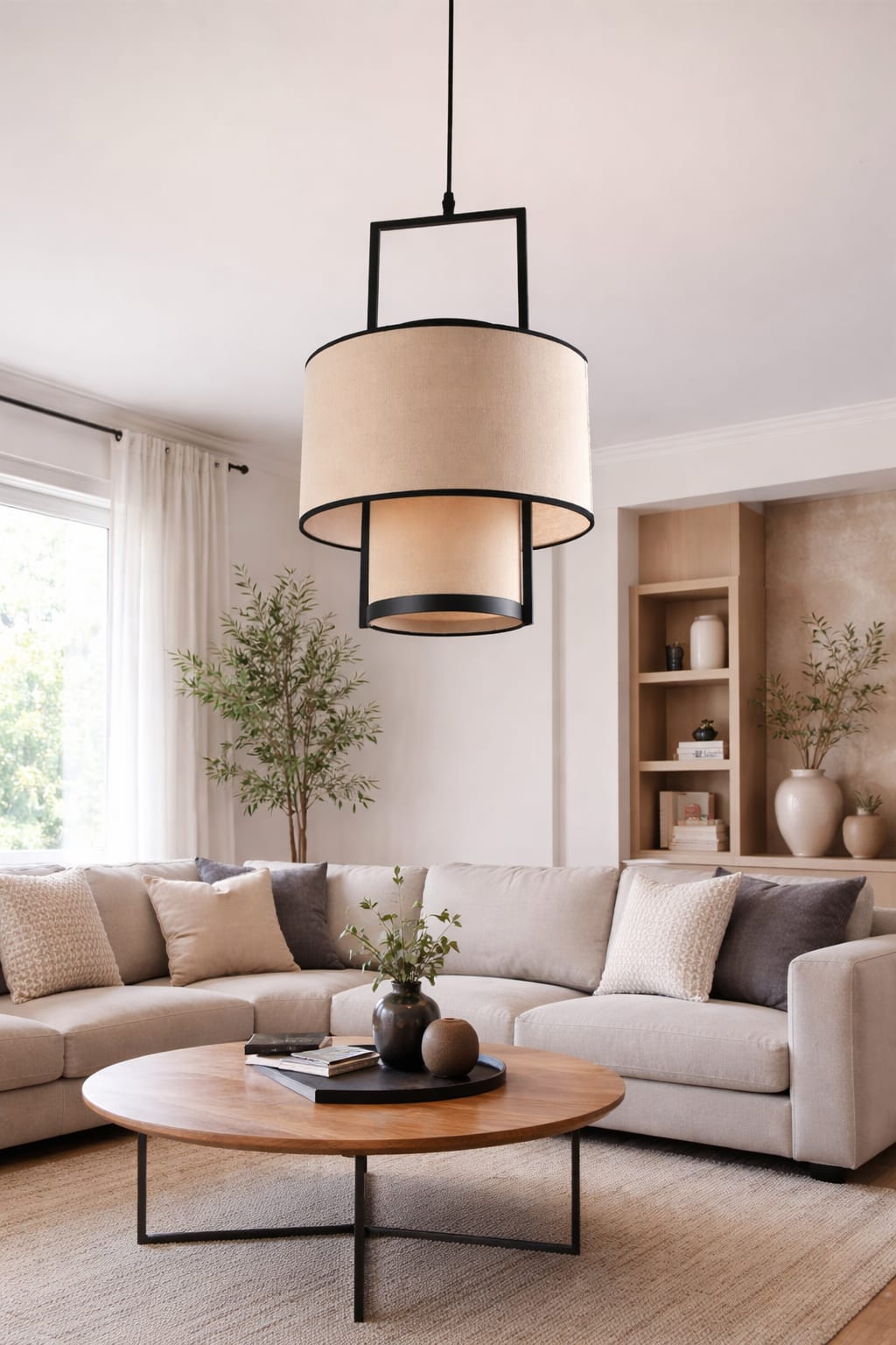 Modern Tiered Fabric Pendant Light - Image 2