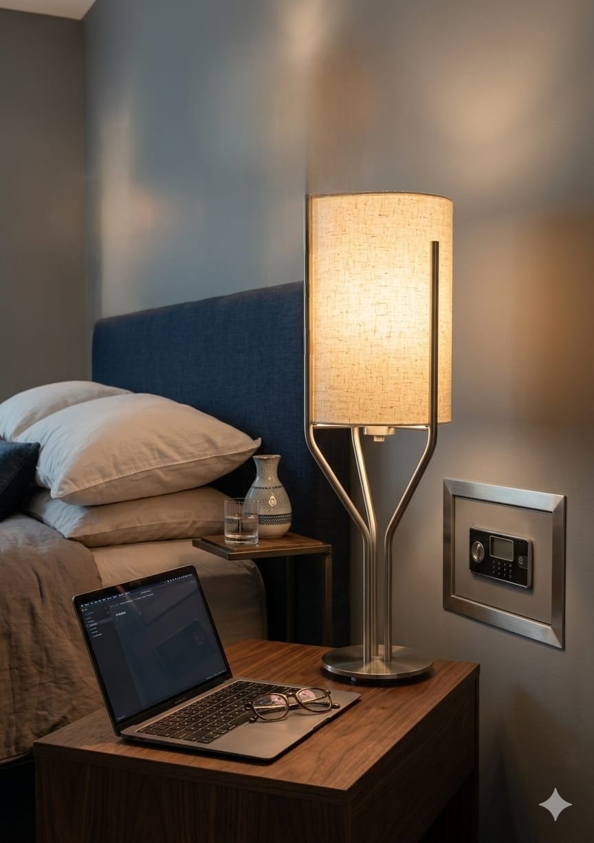 V-Shaped Gold Table Lamp with Textured Fabric Shade - Image 2