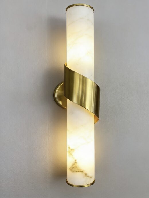 Modern Golden Aluminum Wall Lamp with White Fabric Shade
