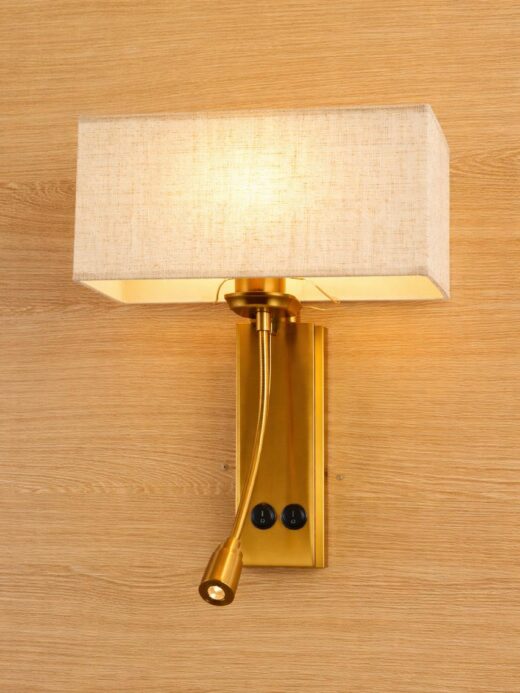 Luxury Gold Aluminum Table Lamp with Off-White Fabric Shade