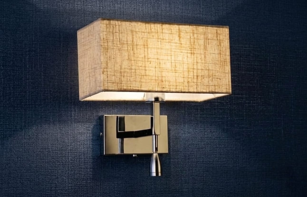 Modern Aluminum Table Lamp with Off-White Fabric Shade