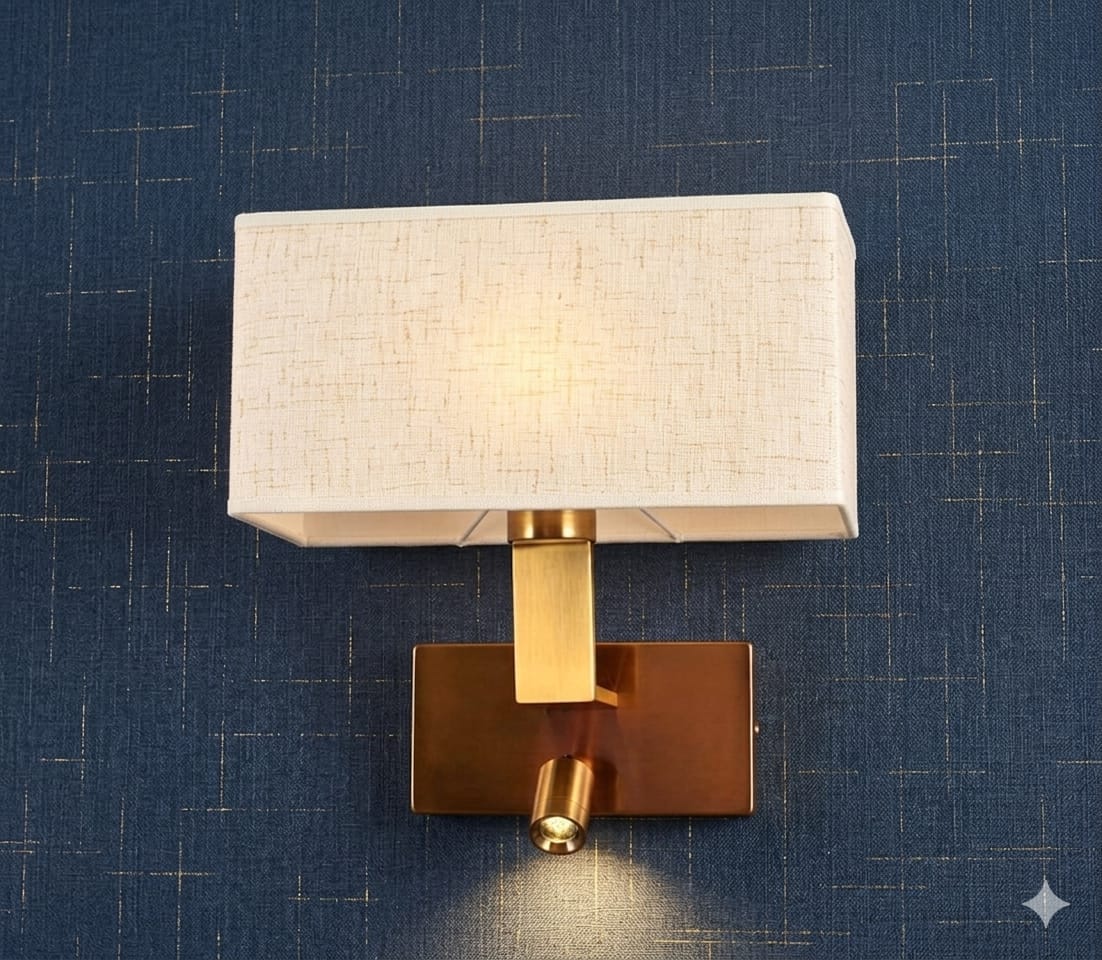 Elegant Gold Aluminum Table Lamp with Off-White Fabric Shade