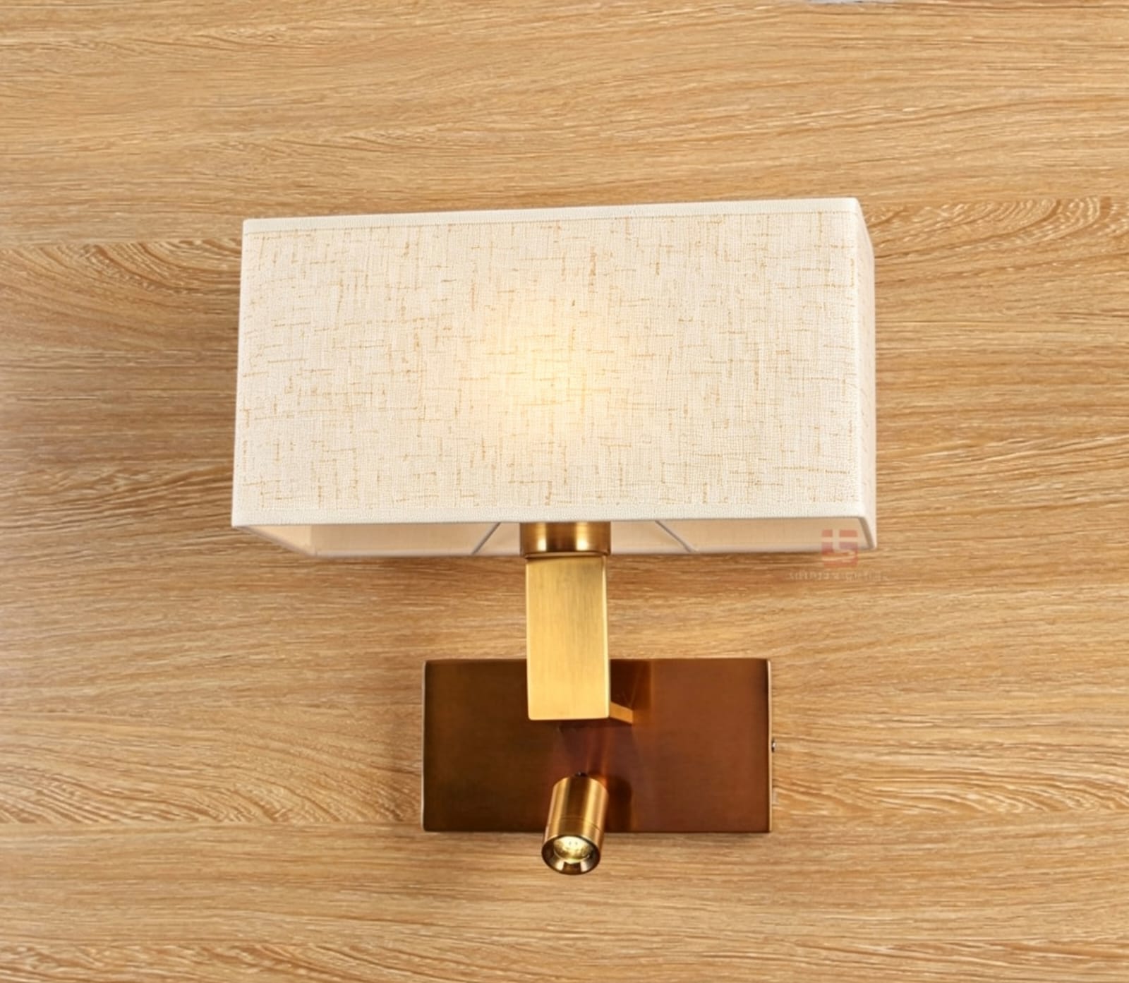 Elegant Gold Aluminum Table Lamp with Off-White Fabric Shade - Image 2