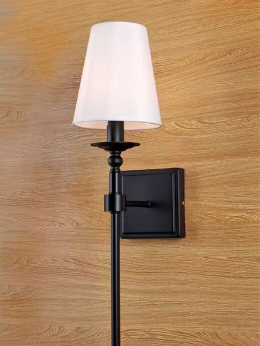 Modern Black Aluminum Table Lamp with Off-White Fabric Shade