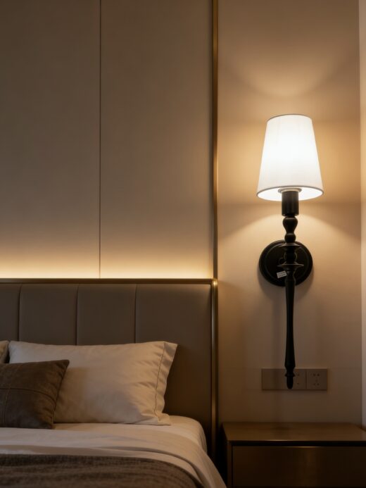 Modern table lamp featuring a sleek black aluminum base and a white fabric shade.