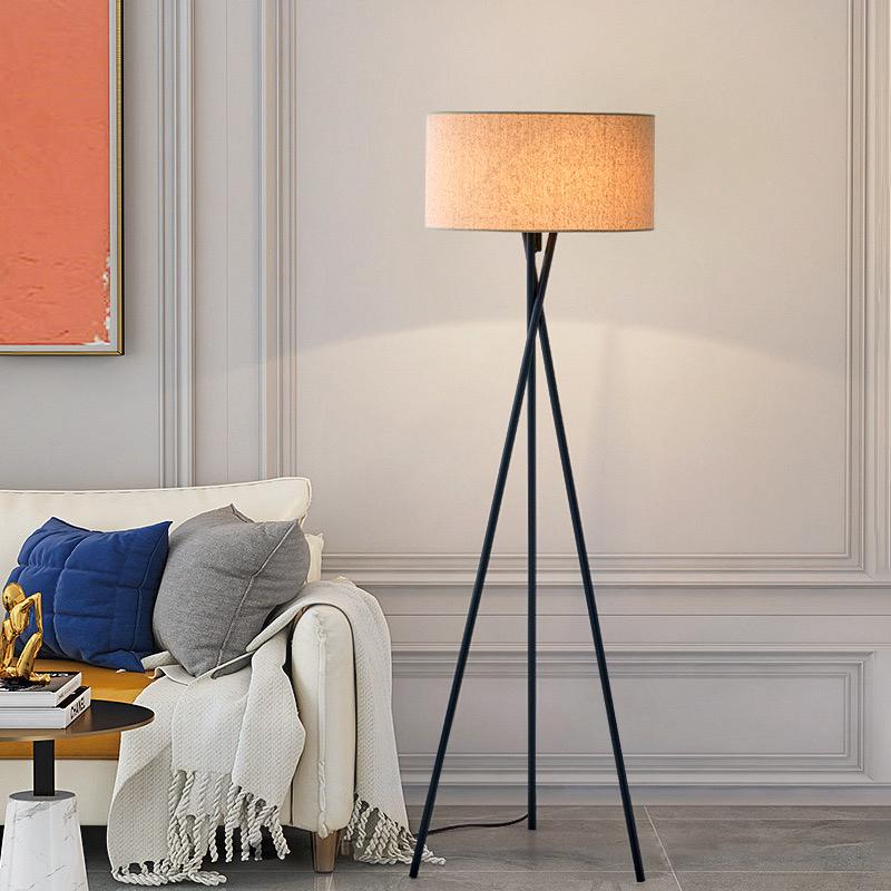Modern Tripod Black Fabric Floor Lamp - Image 3