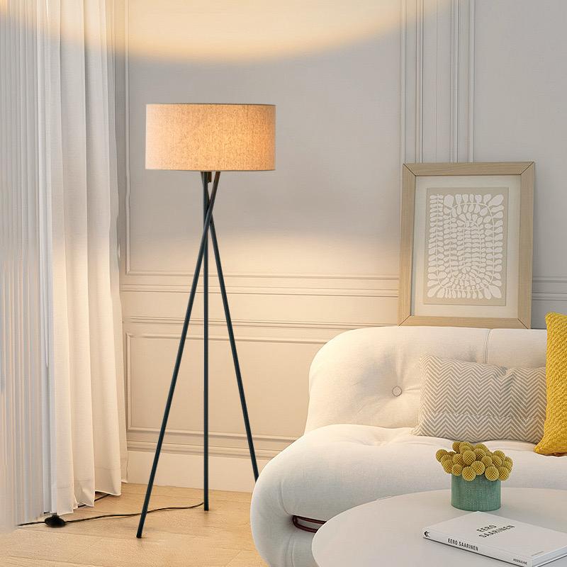 Modern Tripod Black Fabric Floor Lamp - Image 4