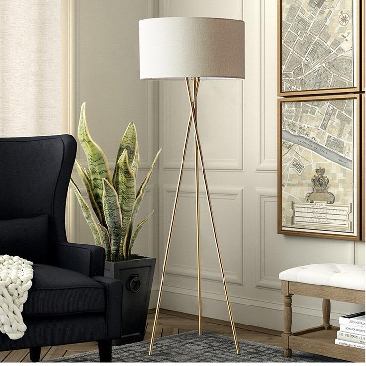 Modern Tripod Gold Fabric Floor Lamp - Image 3
