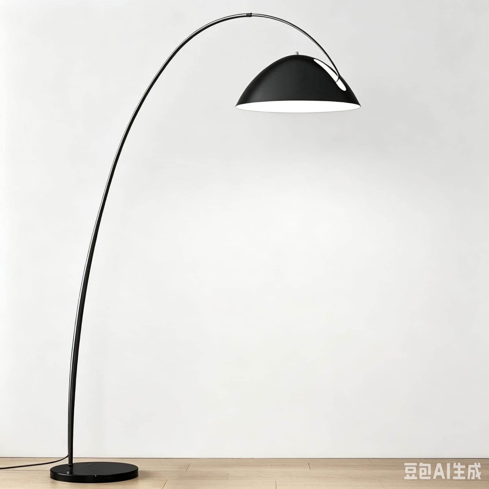 Modern Arc Aluminium Floor Lamp - Black - Image 2
