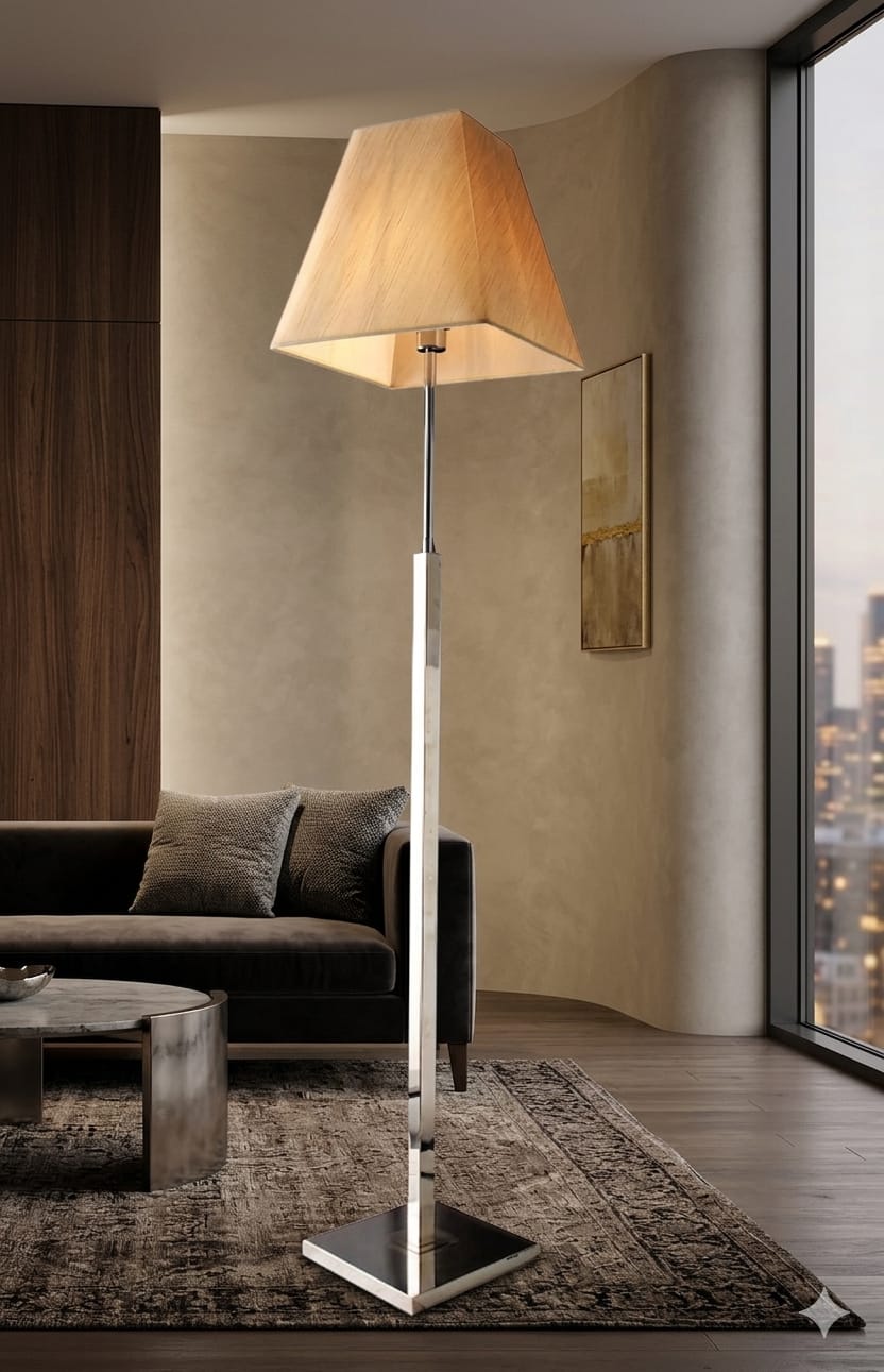 Square-Base Fabric Floor Lamp - Image 2