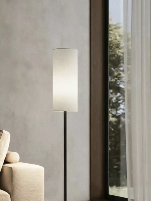 Cylinder Black Fabric Floor Lamp