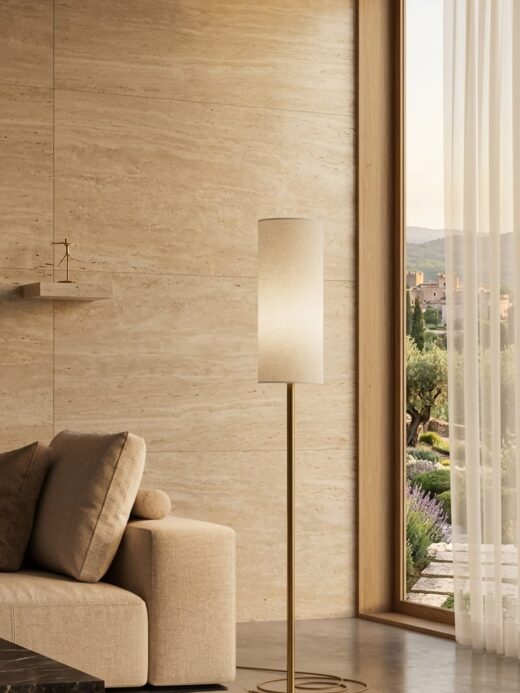 Cylinder Gold Fabric Floor Lamp