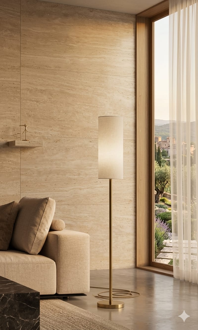 Cylinder Gold Fabric Floor Lamp