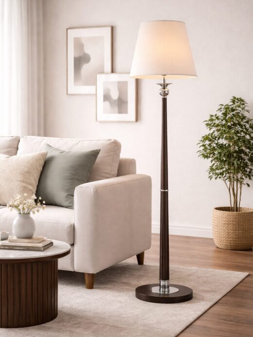 Classic Black Wood Floor Lamp
