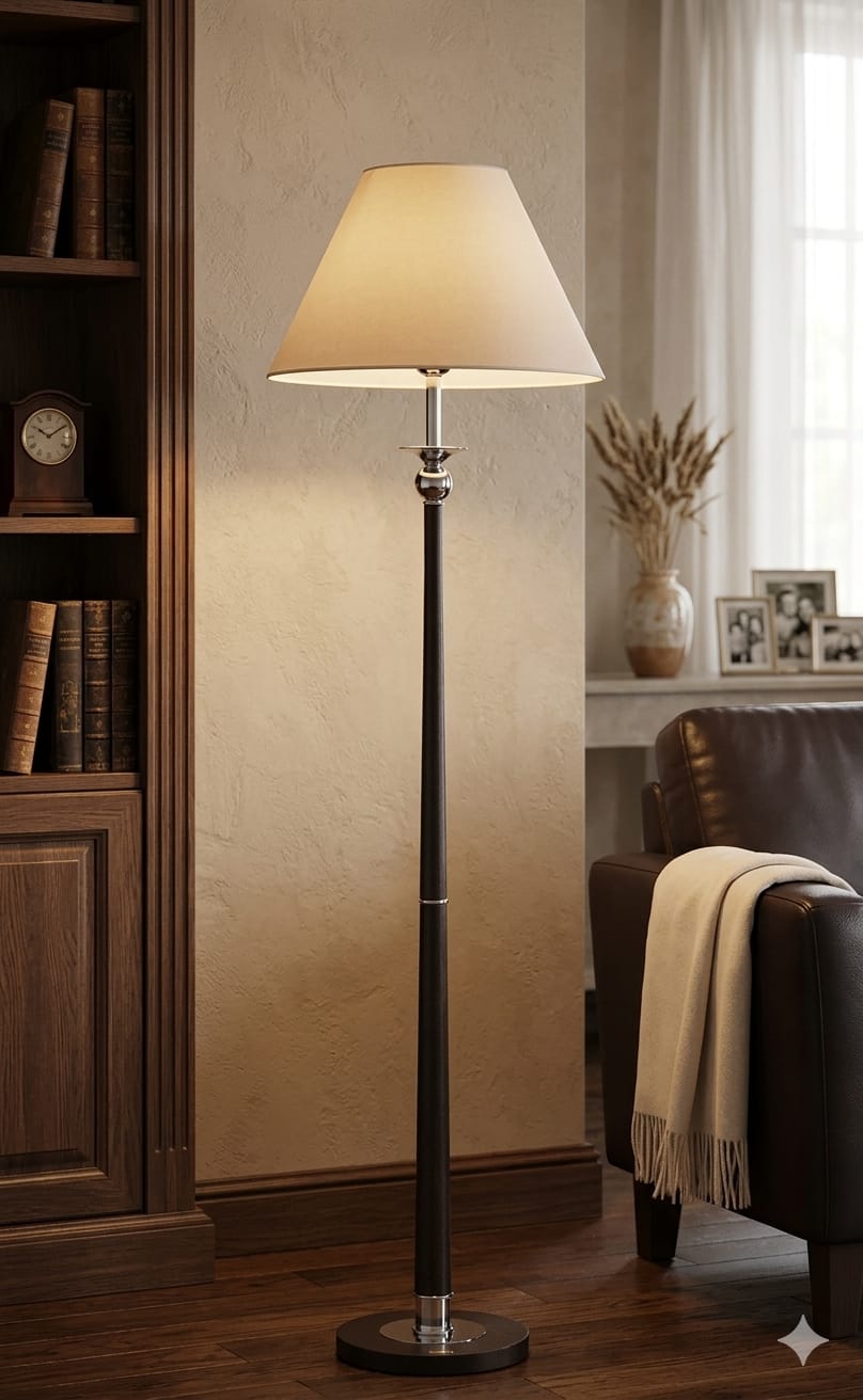 Classic Black Wood Floor Lamp - Image 3