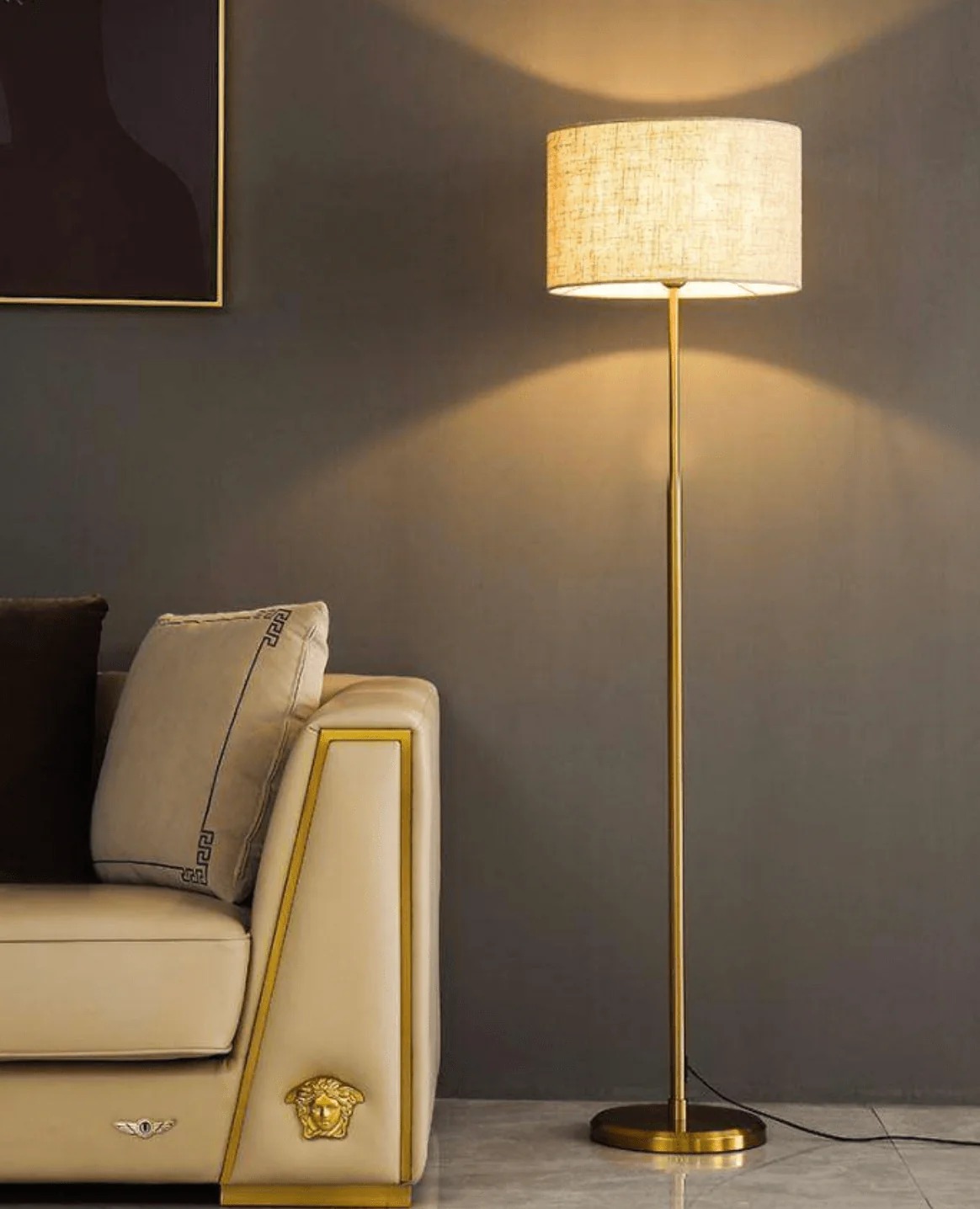 Golden Textured Floor Lamp
