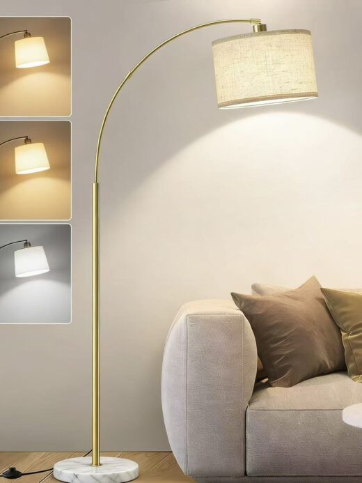 Modern Golden Floor Lamp with Marble Base