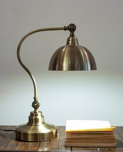 Adjustable Antique Brass Dome Desk Lamp