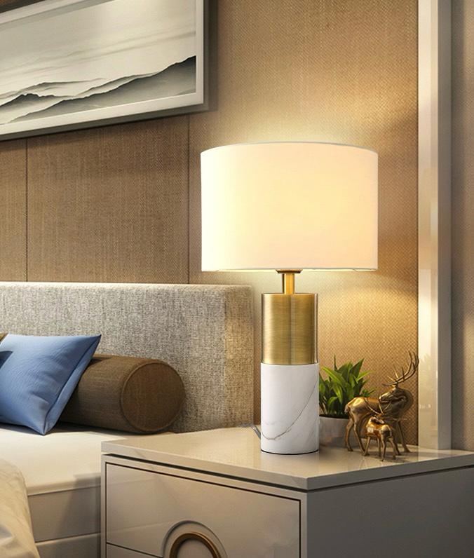 Modern Gold & Marble Table Lamp - Image 2