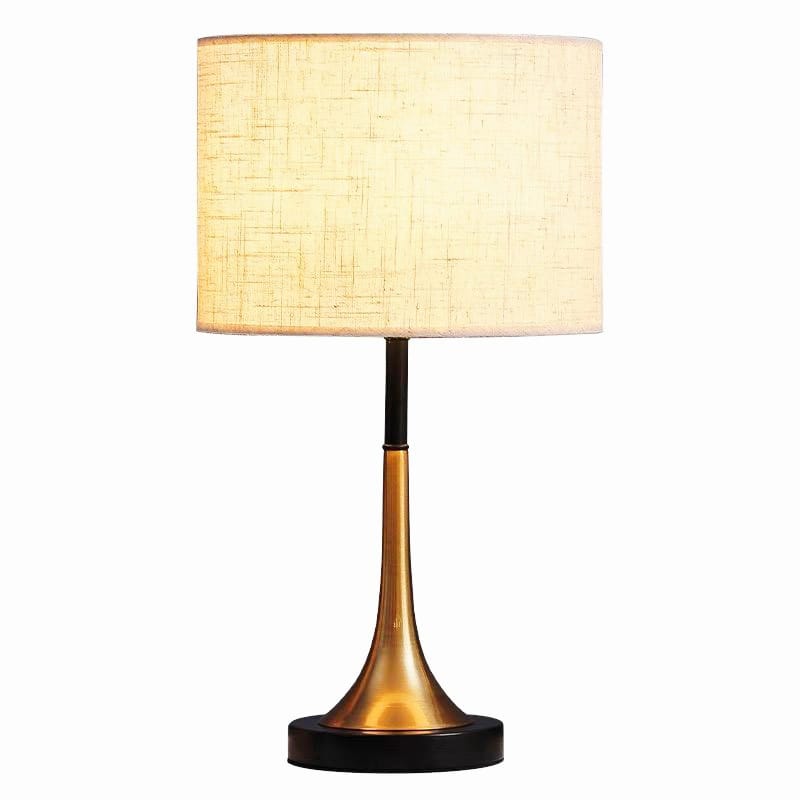 Modern Gold & Black Table Lamp–Textured Off White Shade - Image 2