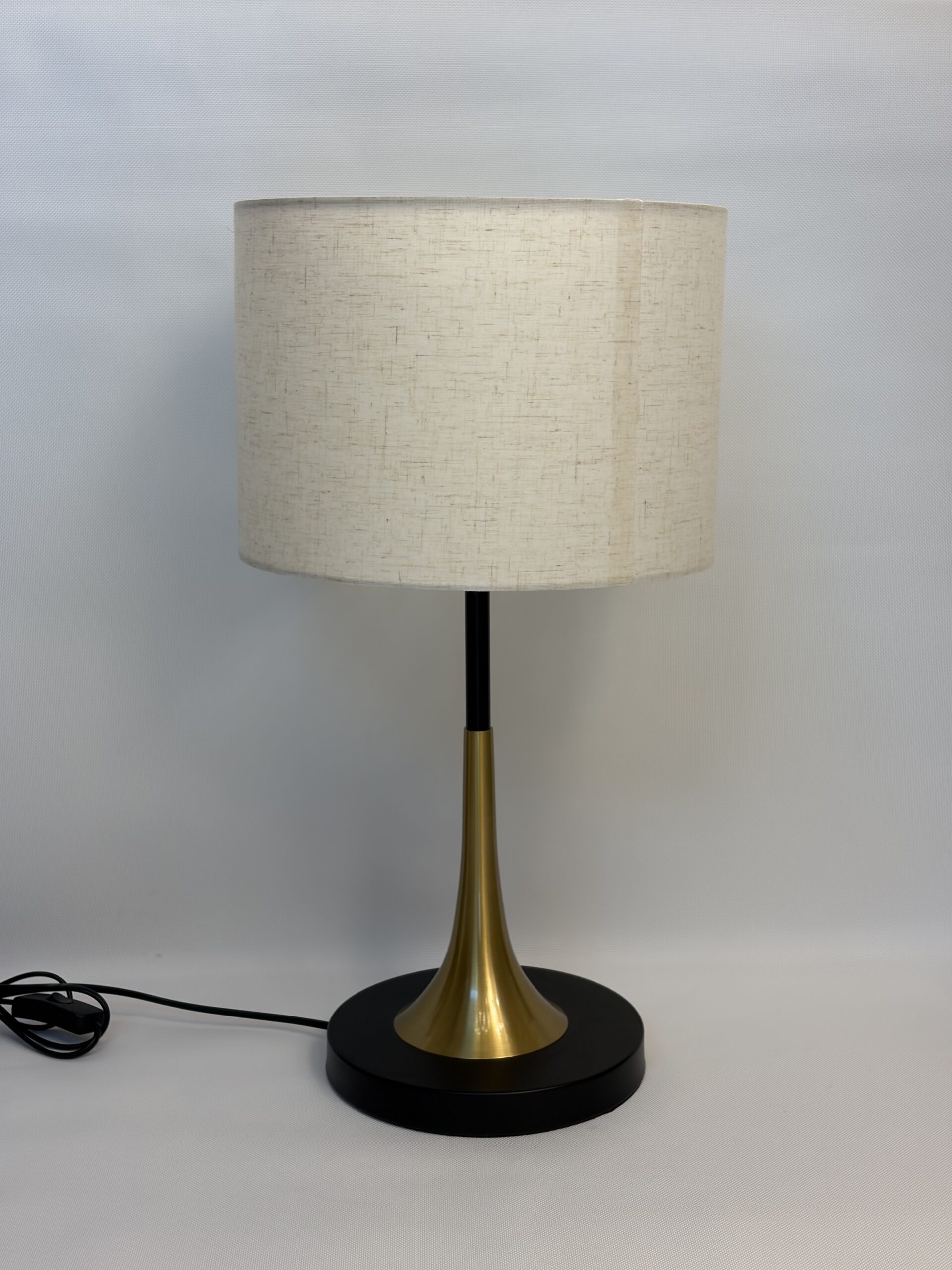 Modern Gold & Black Table Lamp–Textured Off White Shade - Image 4