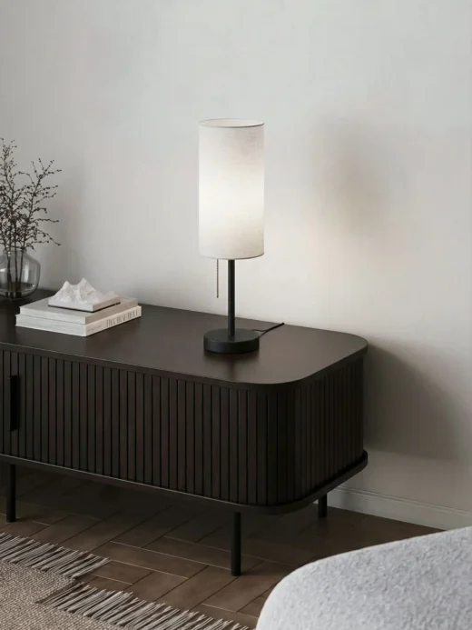 Modern Slim Cylinder Table Lamp (Black Aluminum Base)