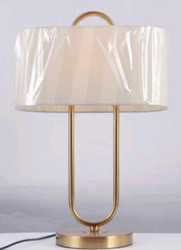 U-Frame Gold Table Lamp with Oval Fabric Shade