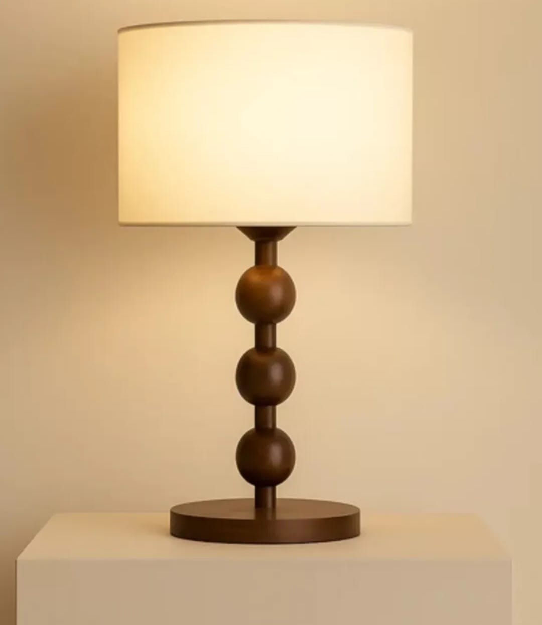 Dark Brown Beaded Wood Table Lamp MT 8873