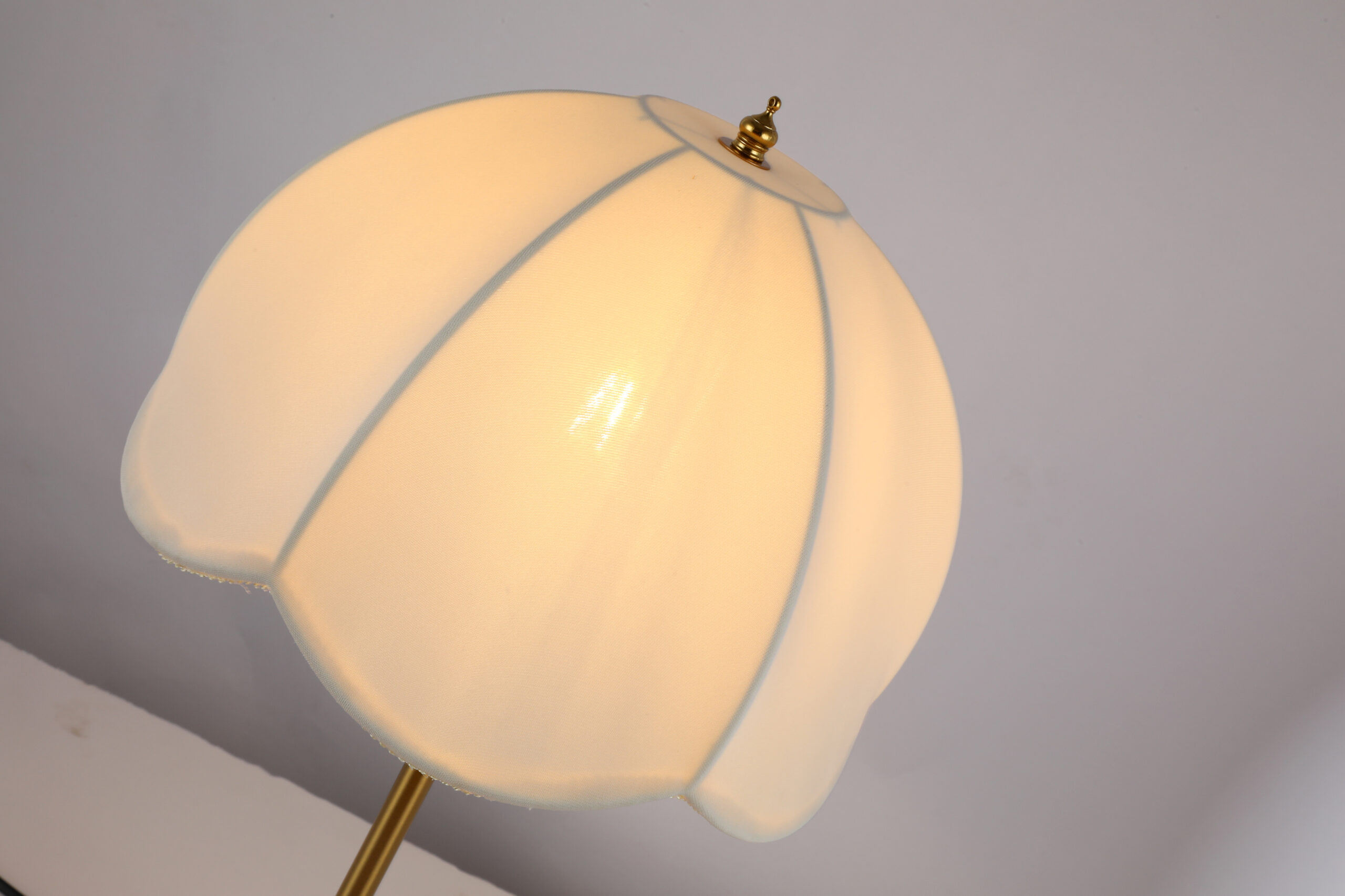 Umbrella-Shaped Table Lamp with Wood & Gold Base - Image 5