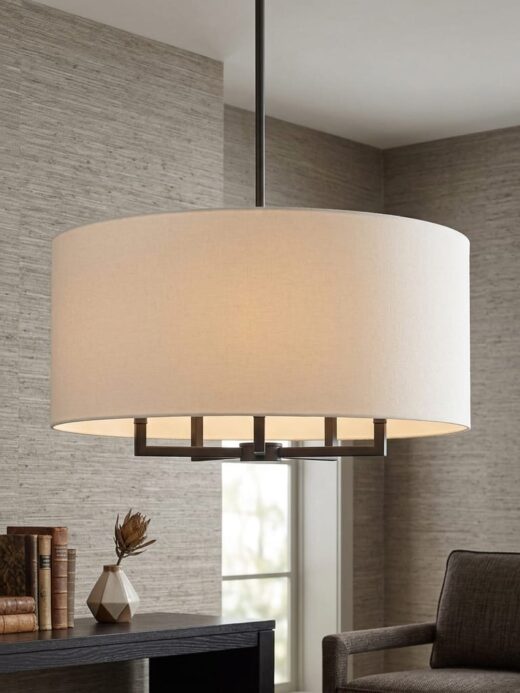 Modern Fabric Drum Ceiling Light BK