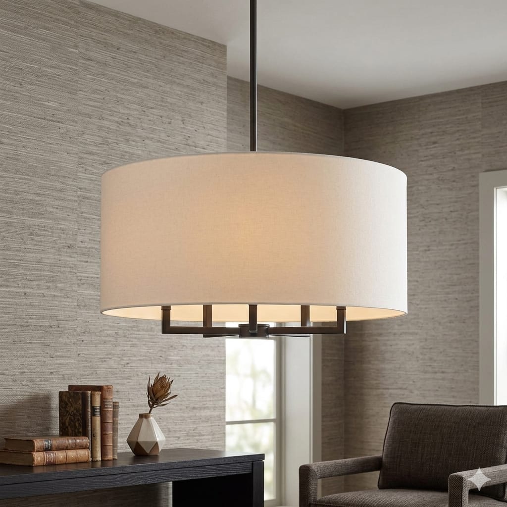 Modern Fabric Drum Ceiling Light BK