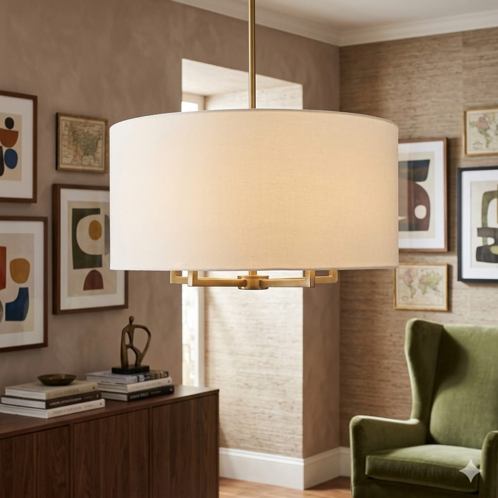 Modern Fabric Drum Ceiling Light GD - Image 2