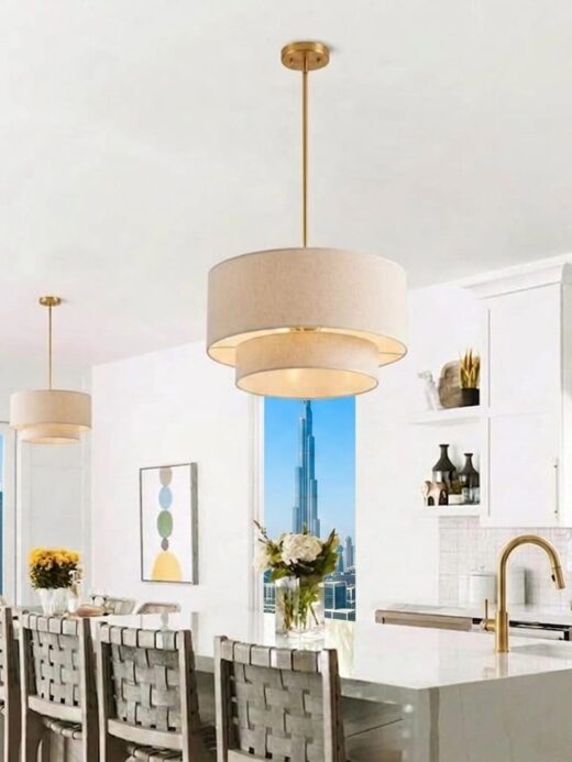 Modern Fabric Drum Ceiling Light GD - Small