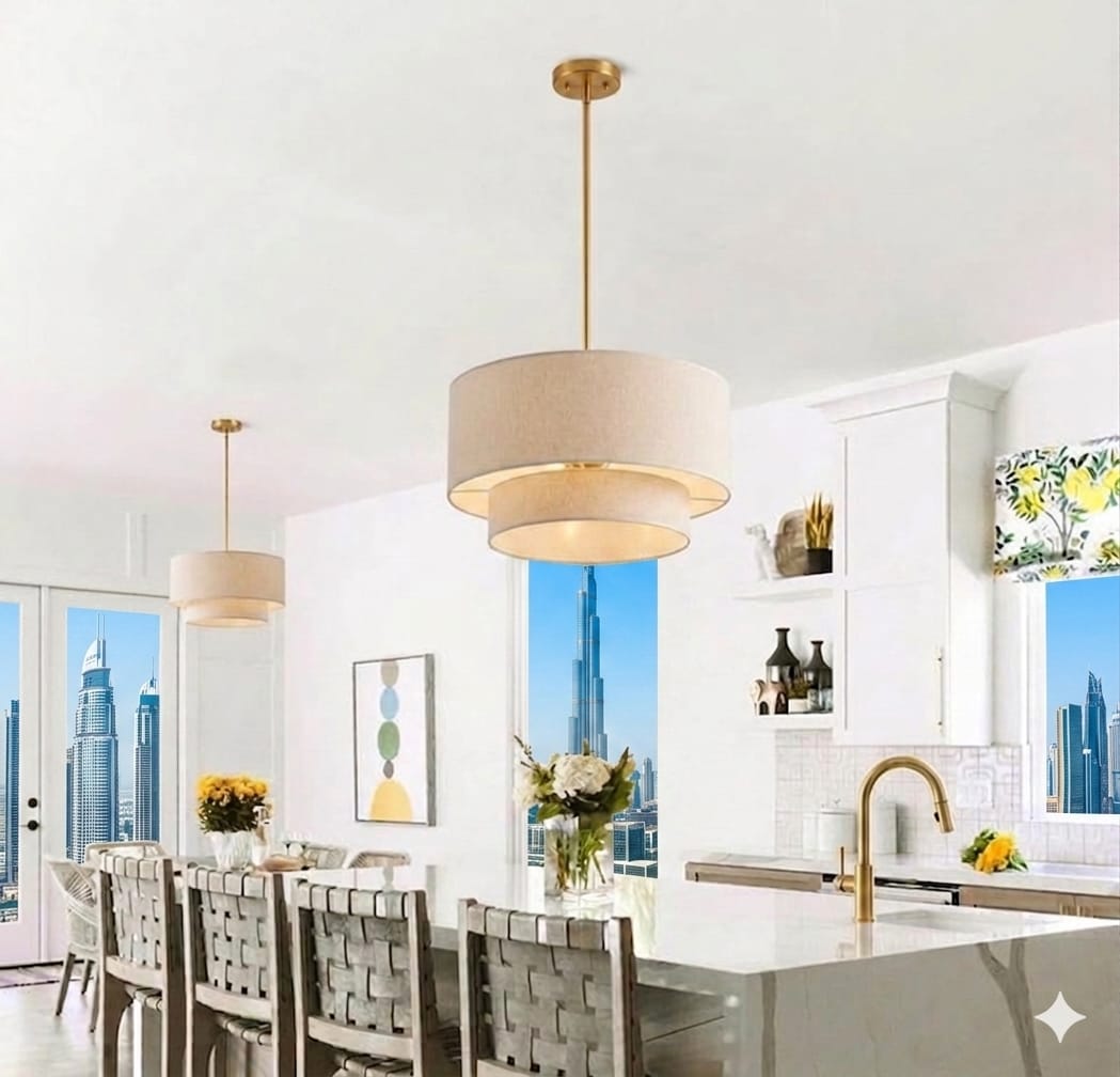 Modern Fabric Drum Ceiling Light GD - Small