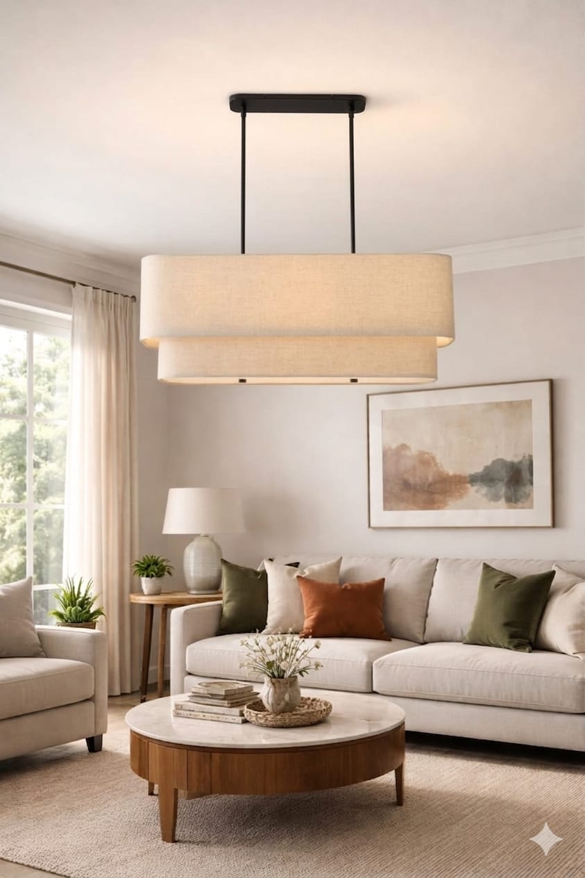 Veyra Linear Fabric Ceiling Light BK
